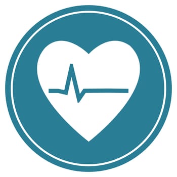 Round blue Button with white Heart icon - Health