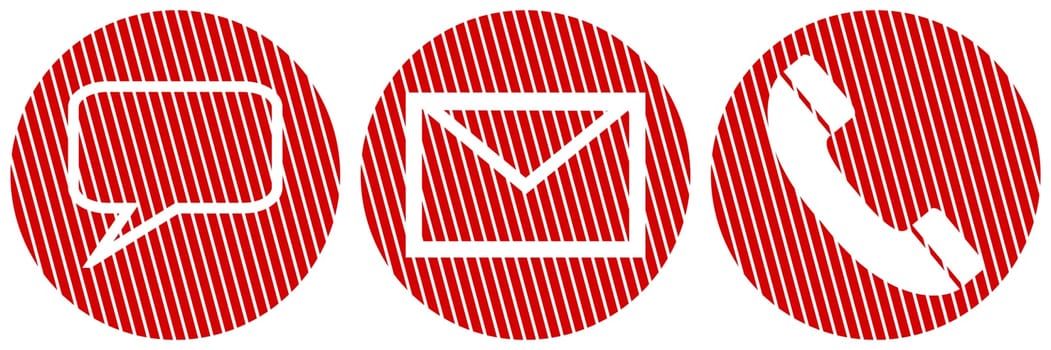 Red striped contact buttons: Chat, E-Mail or Hotline