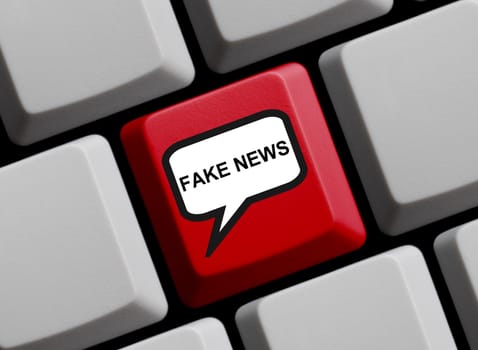 Red computer keyboard: Fake News 3D illustration