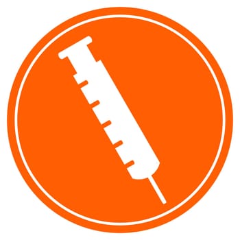 Round red Button with white Syringe icon - Vaccination