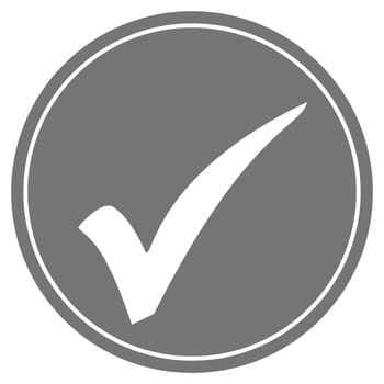 Round grey Button with white Check Mark icon - Approved