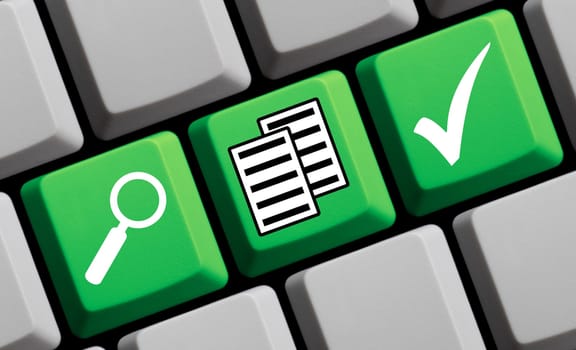 Find documents online - 3d illustration of green keyboard