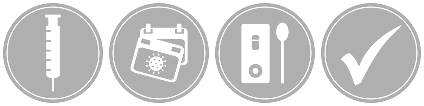 Grey Covid-19 Banner: Vaccinated, Tested or Recovered