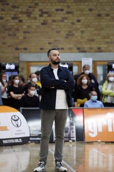 Co-coach Timur Topal (Rheinland Lions) during the game of the 1.BBL Women 2021/2022 - Eisvoegel USC Freiburg - Rheinland Lions. .. Photo: Joachim Hahne/johapress