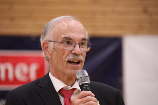 Prof. Dr. Mohsen Mohadjer (1st Chairman Kingfishers USC Freiburg) at the game of the 1.BBL Women 2021/2022 - Kingfisher USC Freiburg - Rheinland Lions. .. Photo: Joachim Hahne/johapress