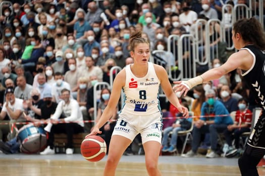 Luisa Nufer (USC Eisvögel Freiburg) in the game of the 1.BBL Women 2021/2022 - Eisvoegel USC Freiburg - Rheinland Lions. .. Photo: Joachim Hahne/johapress