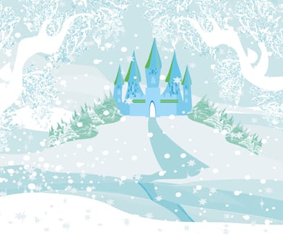 Winter landscape with castle