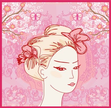 Abstract Beautiful Woman doodle Portrait