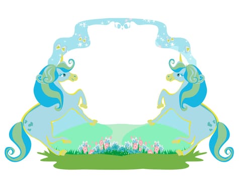 Fairytale frame with  unicorns
