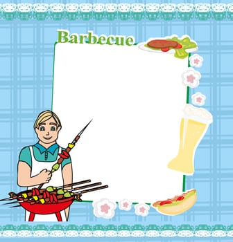 Man cooking on his barbecue - card