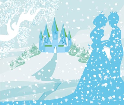 Castle and princess with prince