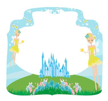 Fairytale frame with little fairies