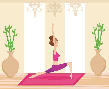 Young woman practicing yoga indoors