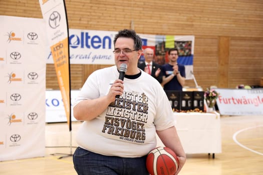 Uwe Stasch (Vice Chairman and Hall Speaker Kingfishers USC Freiburg) at the game of the 1.BBL Women 2021/2022 - Kingfisher USC Freiburg - Rhineland Lions. .. Photo: Joachim Hahne/johapress