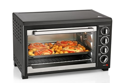 Electric oven over white background