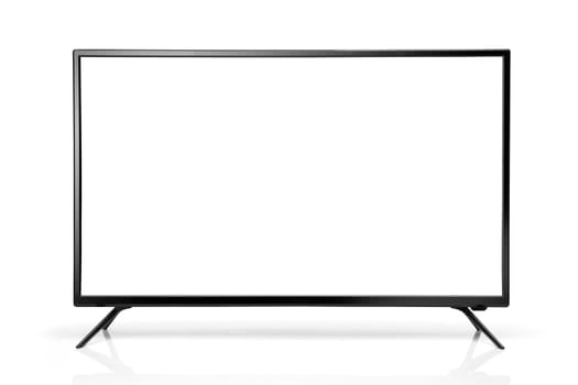 Black LED tv television screen blank isolated on white background