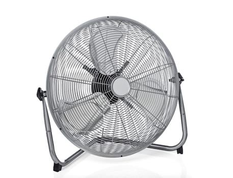 Metal electric fan isolated on white background