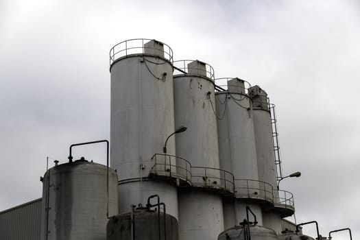 Detail of industrial storage for cereals and food for people