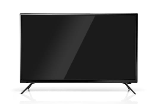 Black LED tv television screen blank isolated on white background
