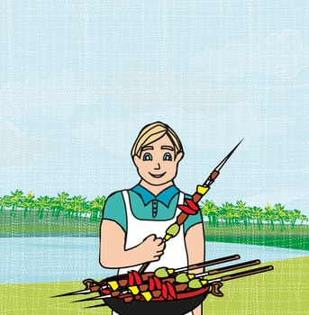 Man cooking on his barbecue