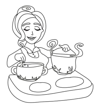 housewife cooking soup