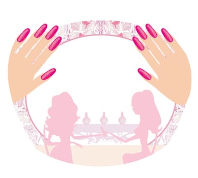Manicure in beauty salon , abstract card