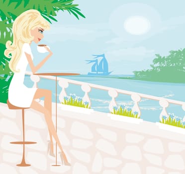 coffee shop In a summer seaside resort