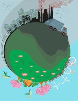 air polluting factory chimneys