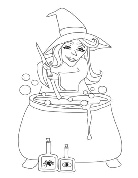 Halloween witch preparing potion