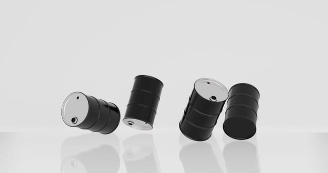 3d render of crude oil barrels for energy crisis concept.