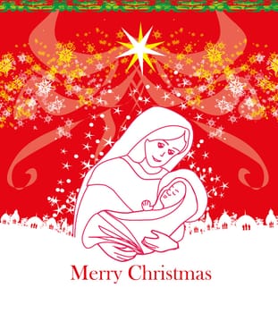 Madonna and child Jesus - Christmas card