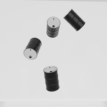 3d render of crude oil barrels for energy crisis concept.