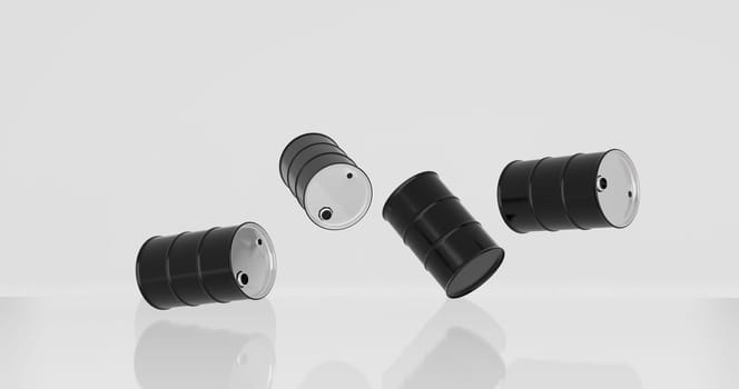3d render of crude oil barrels for energy crisis concept.