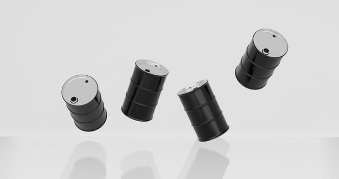 3d render of crude oil barrels for energy crisis concept.