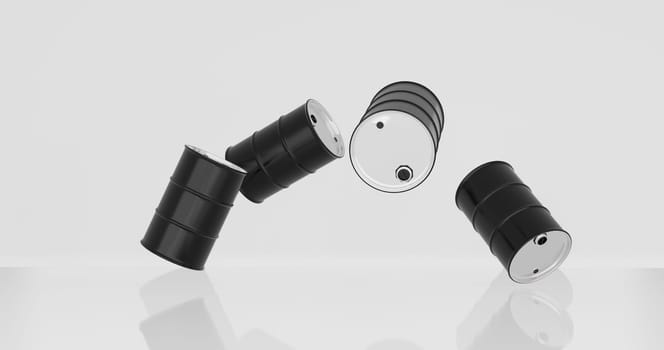 3d render of crude oil barrels for energy crisis concept.
