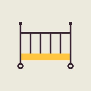 Classic wooden baby crib vector icon. Graph symbol for children and newborn babies web site and apps design, logo, app, UI