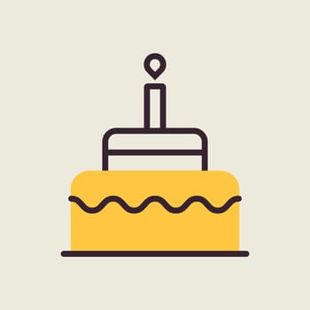 Birthday cake vector isolated icon. Graph symbol for children and newborn babies web site and apps design, logo, app, UI