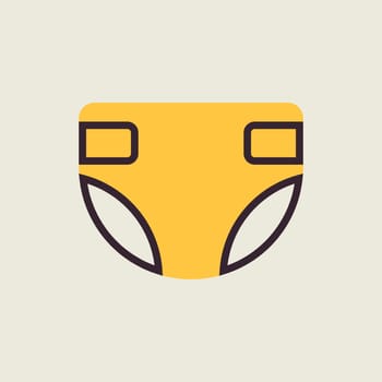 Diaper design vector isolated icon. Graph symbol for children and newborn babies web site and apps design, logo, app, UI