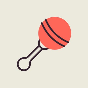 Baby rattle toy vector isolated icon. Graph symbol for children and newborn babies web site and apps design, logo, app, UI