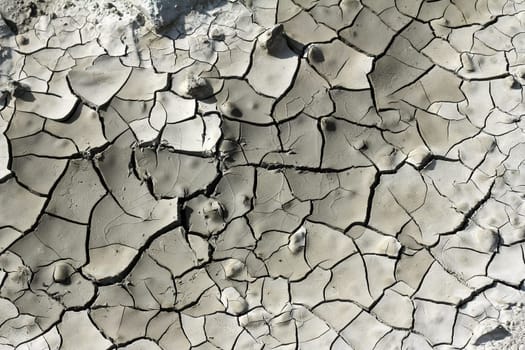 A dried up cracked bottom on a lake