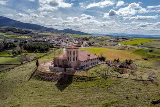 General view of Aldeavieja a town in Avila Spain, seen from the hermitage