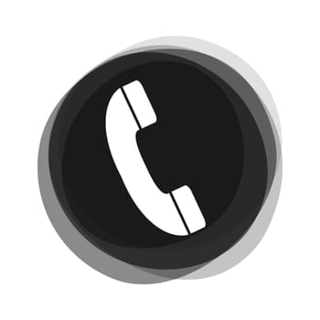 Isolated black round Button with Telephone Icon