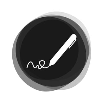 Isolated black round Button with Pencil Icon