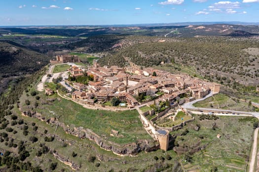 View of the medieval town of Pedraza and its castle in the province of Segovia, General view