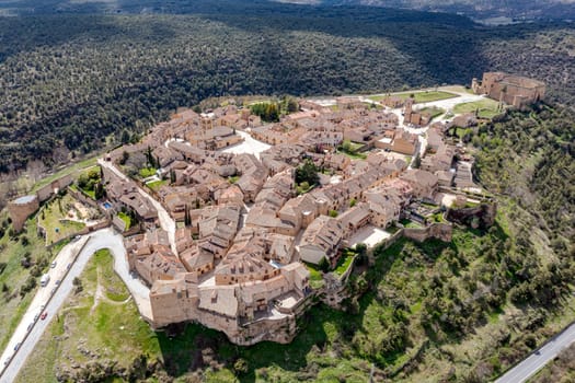 View of the medieval town of Pedraza and its castle in the province of Segovia, Side overview