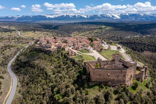 View of the medieval town of Pedraza and its castle in the province of Segovia, General view from the castle