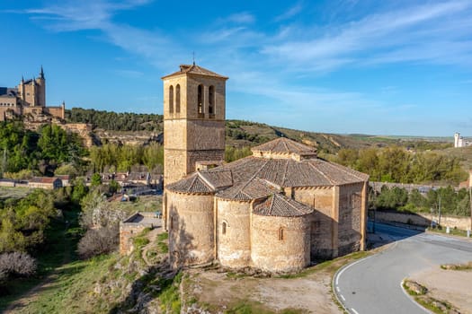 View of the church of Vera Cruz in the city of Segovia in Spain, Detail of the apses