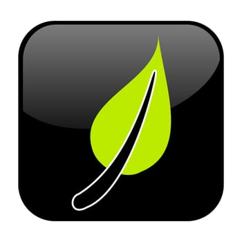 Isolated black Button: Leaf Icon