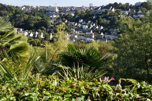 Saint-Brieuc  in Brittany, houses on hill