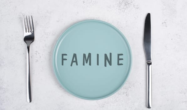 Famine is standing on the plate, food shortage and starving because of the war and inflation, political issue